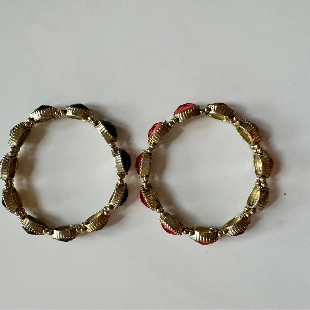 Charming Charlie - Elasticated Bracelets in Navy Blue and Coral
